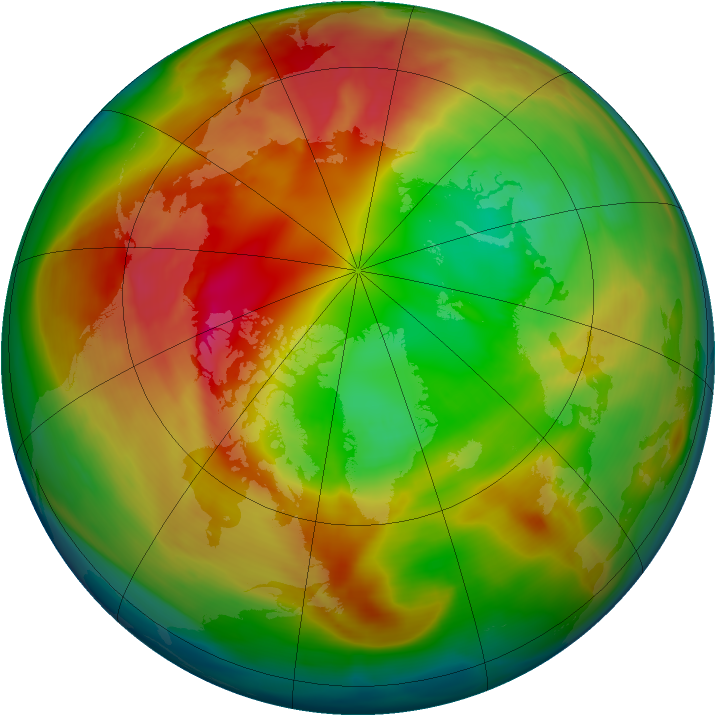 Arctic ozone map for 20 February 2007